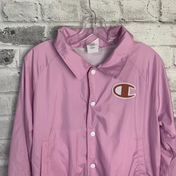 Champion Coach Jacket Embroidered Snap Front Windbreaker Bomber - Picture 2 of 11